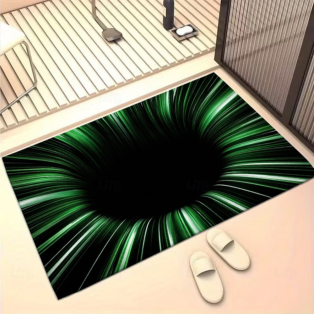 3D Optical Illusion Doormat Green Vortex Tunnel Design 2D Flat Print Stunning Modern Entryway Accent Rug 2026 - $18.99 –P2