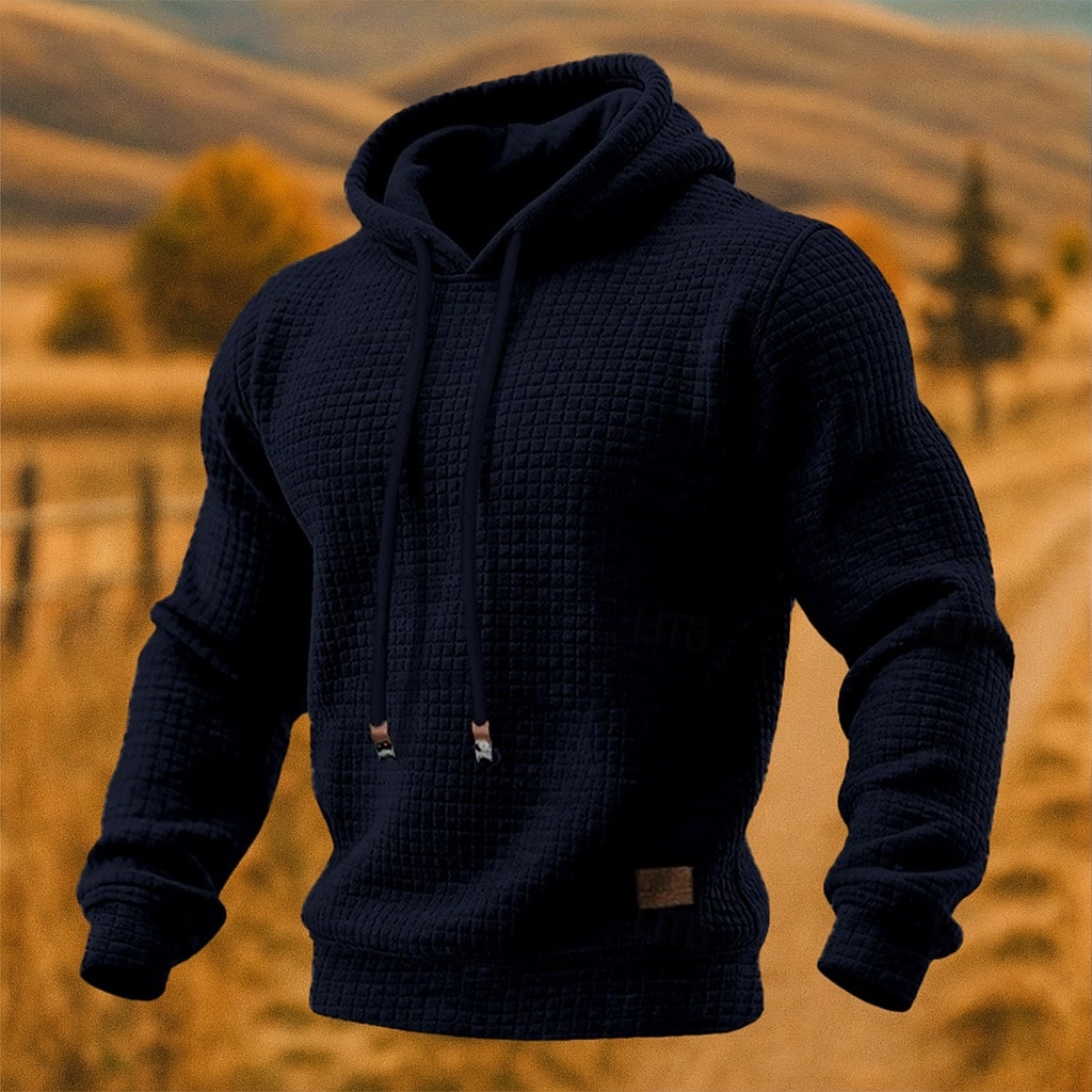 Herren Kapuzensweatshirt Waffle Kapuzensweatshirt Pullover Kapuzensweatshirt Aprikose Weinrot Schwarz Weiß Gelb Mit Kapuze Einfach Strukturiert Lässig Täglich Sport & Outdoor Streetwear Cool 2026 - $19.99 –P3
