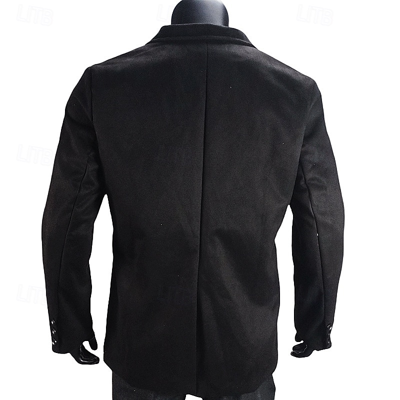 Herr Kavaj Vardaglig jacka Ledigt Dagligen Streetwear Mode Ledigt vardag Vår Höst Polyester Ensfärgat Klassisk Håller värmen Enkelknäppt med Två Knapphål Blazer Svart Rubinrött Grön Grå 2026 - $51.99 –P11