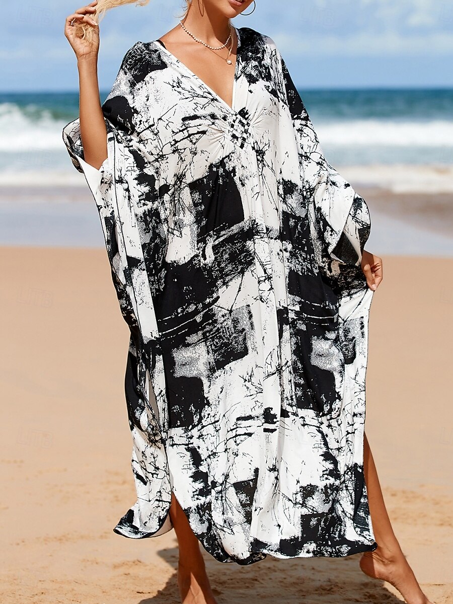 Damskie Sukienka maxi sukienka plażowa Codzienne sukienki Sukienka Boho Cover Up Elegancja Moda Nowoczesny Na zewnątrz Plaża Urlop Luźna Prążki Krótki rękaw W serek Niebieski Czarny Biały Rumiany róż 2026 - $32.99 –P8