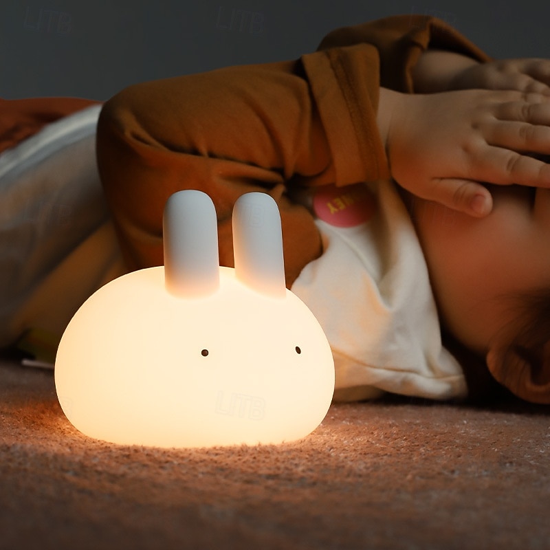 Cute Dumpling Bunny Silicone Tap Night Light, Soft LED Sleep Lamp with Timer, 2 Brightness Levels, Type-C Rechargeable, Long Battery Life, Bedroom Ambient Light, Easter Gift for Kids 2026 - $28.99 –P3