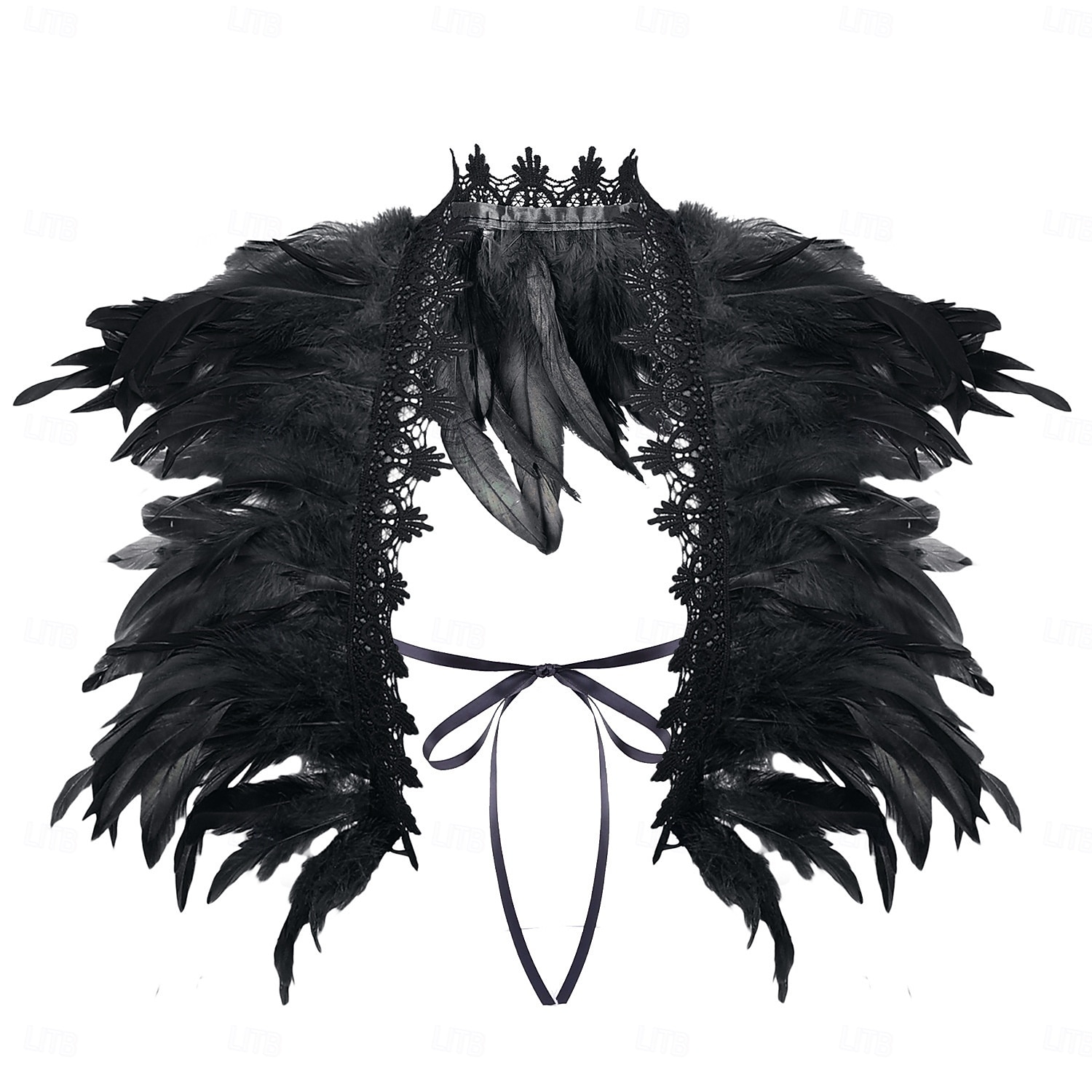 Carnaval 2026 Accessoires de Carnaval de Rio Samba Cape Châle Femme Plumes Rouges et Noires avec Bord en Dentelle Costume de Performance Festival Brésilien de 2026 ? $11.99 –P10