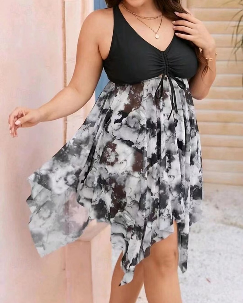 2026年 女性用 光 プラスサイズの水着 サーフィン用タンキニ＆ビキニ 水着 花 オープンバック UVプロテクション 弾性ある ノースリーブ スイムウェア 水着 サーフィン 潜水 水泳 夏  コレクション – $27.99 –P3