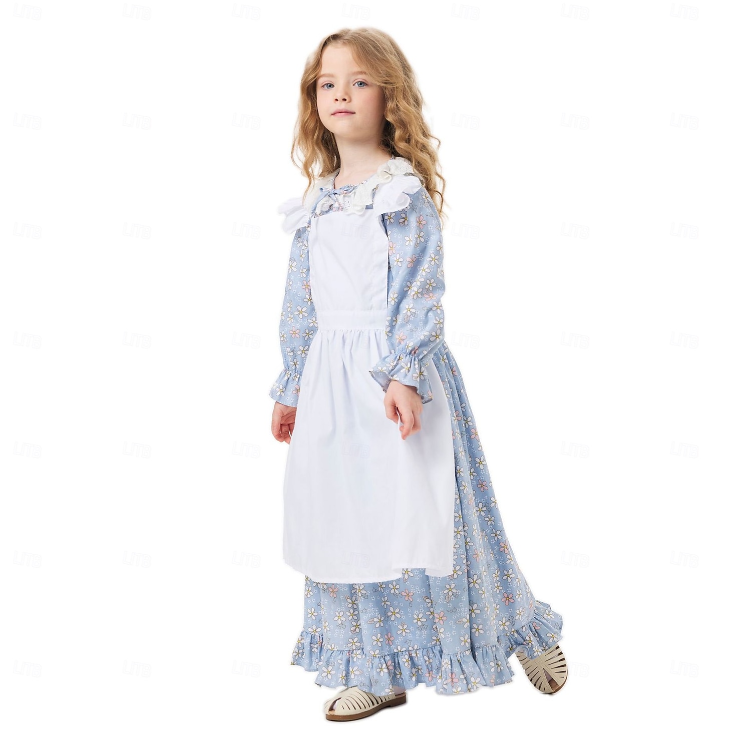 250º Aniversario de EE. UU. Período colonial Siglo 19 Vestido de la pradera Conjunto de gorro y delantal Larga Chica pionera Colonial Guerra Revolucionaria Floral Disfraz Chica Víspera de Todos los 2026 - $43.99 –P2