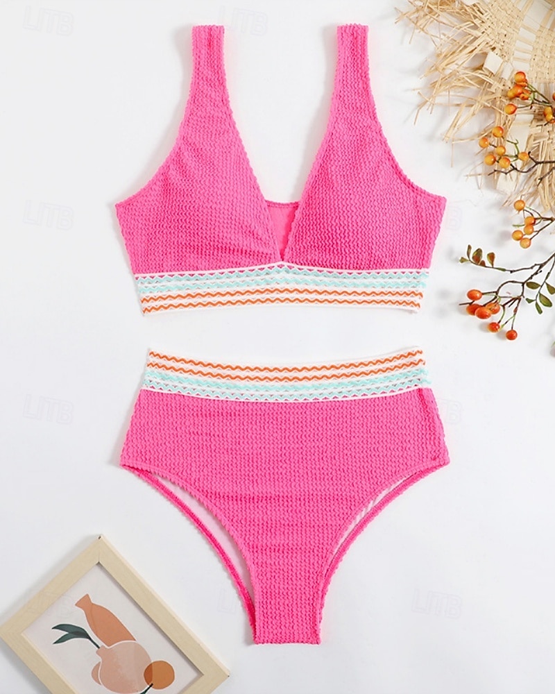 Women's Regular Surfing Tankinis & Bikinis Bathing Top 2 Pieces Geometric Open Back UV Protection Elastic Sleeveless Swimwear Surfing Diving Swimming Summer 2026 - $18.99 –P7
