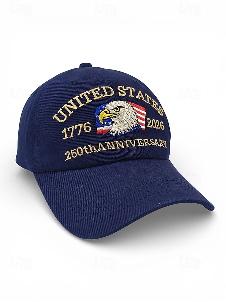 United States 250th Anniversary Men's Adjustable Cotton Cap with Embroidered American Flag, Multiple Colors, Ideal for Independence Day and Celebrations 2026 - $14.99 –P6