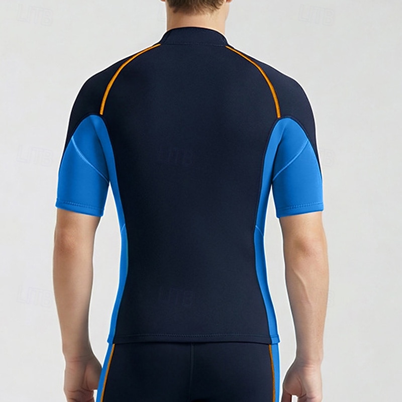 Pánské Střední 1,5mm neoprenový vrchní díl neoprenového obleku Termo overal na celé tělo Vrchní díl potápěčského obleku Blokování barev Termální Zahuštěný UV ochrana Krátký rukáv Plavky Vrchní část 2026 - $36.99 –P6