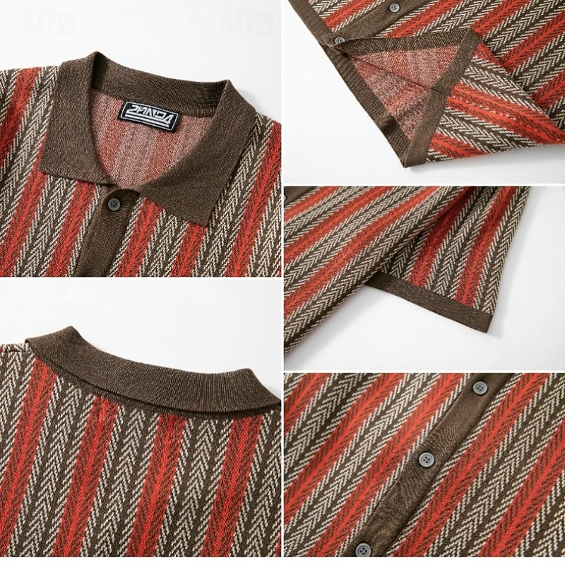 Per uomo Camicia Tessuto Camicia casual Camicia con Bottoni Camicia Jacquard Rosso Blu marino Verde Manica Corta Semplice Colletto a Camicia Casuale Quotidiano Jacquard Abbigliamento Elegante Moda del 2026 a $31.99 –P4