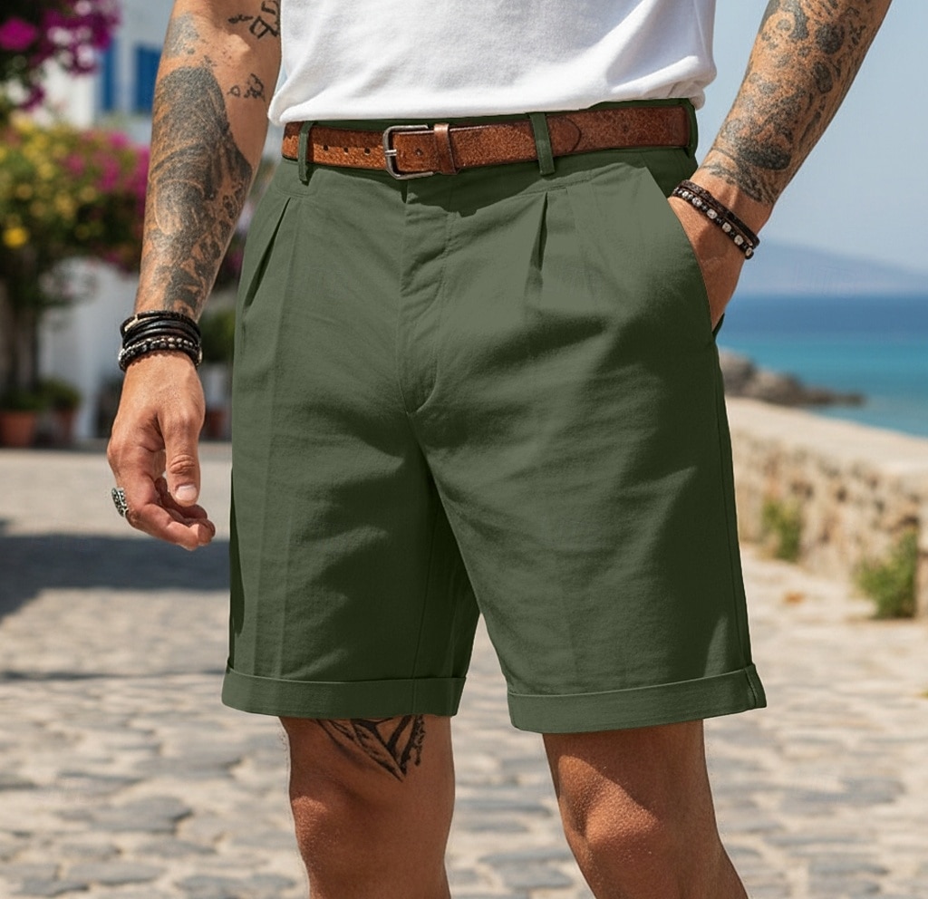 Per uomo Shorts Shorts di Lino Shorts eleganti Pantaloncini Estivi Pantaloncini plissettati Elastico in vita Gamba Dritta Semplice Tinta unita Comodità Traspirante Lunghezza al ginocchio Quotidiano del 2026 a $25.99 –P13