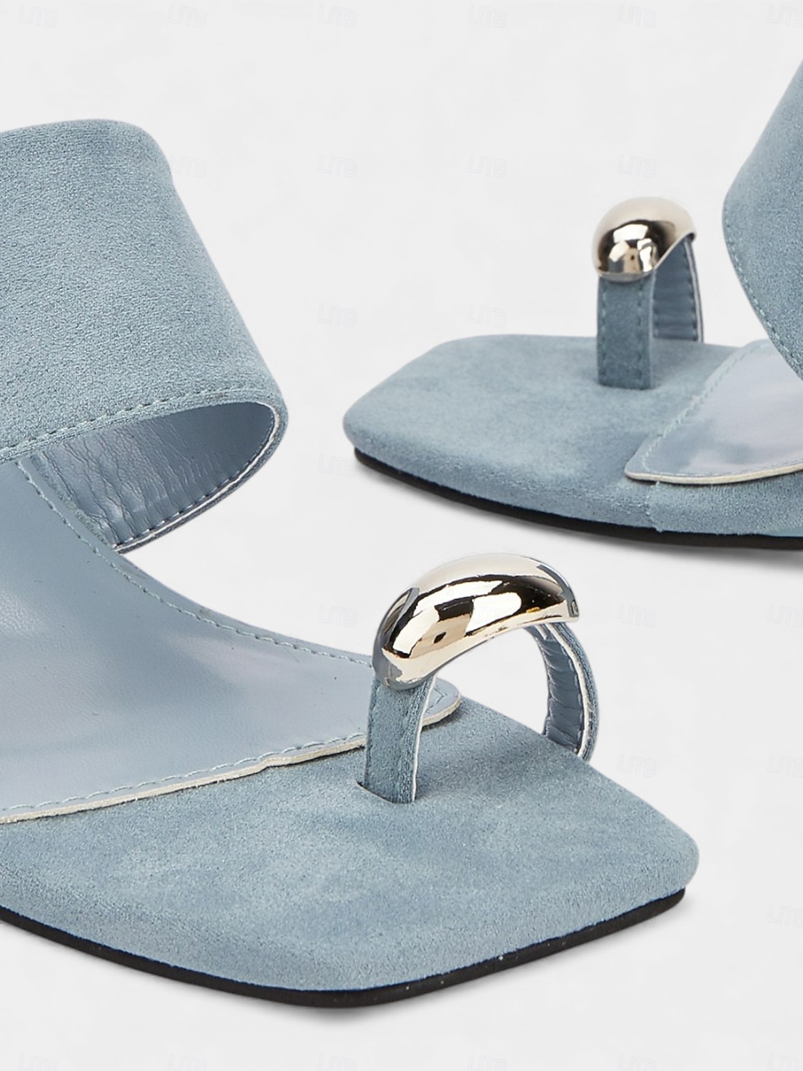 Staubblaue Keilabsatz-Sandalen für Damen, weiche, minimalistische Schuhe mit offener Zehenpartie für Hochzeitsgäste bei Hochzeiten in der Stadt 2026 - $46.99 –P5