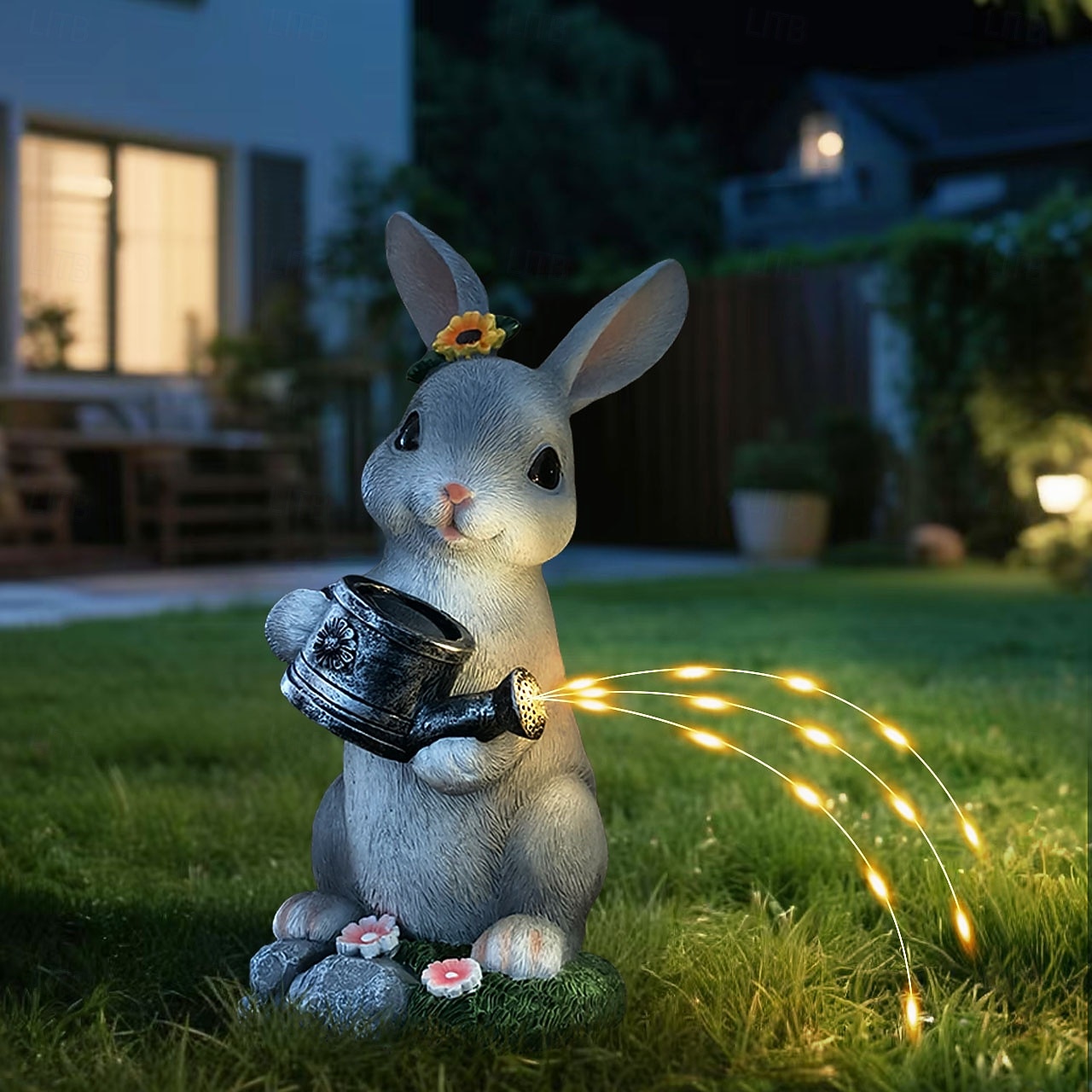Easter Bunny Outdoor Solar Waterproof Gray Resin Watering Can Light, Garden Yard Pathway Lawn Decor, Farm Landscape Lighting, Decorative Figurine Accent Light for Outdoor Garden 2026 - $34.99 –P2