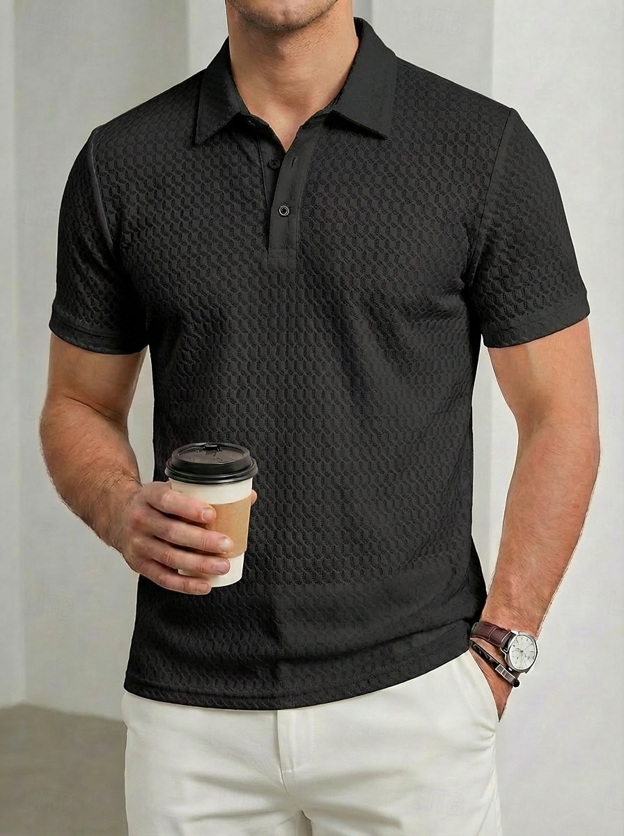 Per uomo Polo a maglia intrecciata Polo da Golf Casuale Affari Bavero Colletto Polo a Coste Manica Corta Essenziale Moderno Blocco di colori Testurizzato Jacquard Bottoni Primavera Primavera & Estate del 2026 a $20.99 –P6