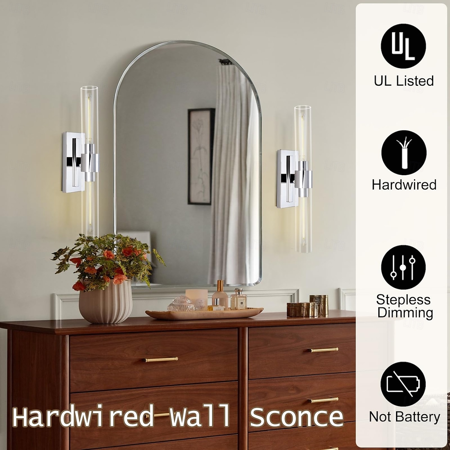 Badkamerverlichting, wandlampen met glazen buis, voet van geborsteld messing, badkamerwandlampen, nachtlampje voor de slaapkamer, wandlamp voor de kaptafel, woonkamer, hal 2026 - $234.87 –P11