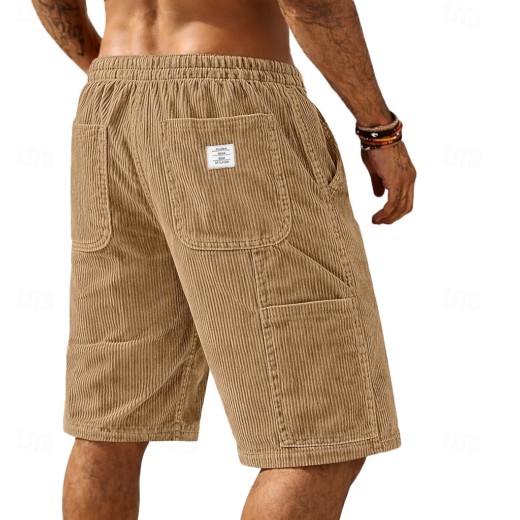 Men's Shorts Summer Shorts Casual Shorts Corduroy Shorts Pocket Elastic Waist Plain Comfort Breathable Knee Length Daily Outdoor Streetwear Vacation Fashion Blue Black Micro-elastic 2026 - $21.99 –P11