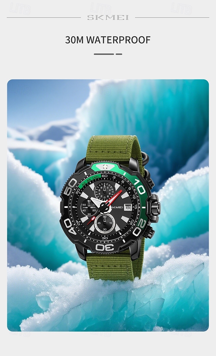 SKMEI Men Quartz Watch Sports Fashion Casual Business Stopwatch Calendar Waterproof Decoration Nylon Watch 2026 - $39.99 –P10