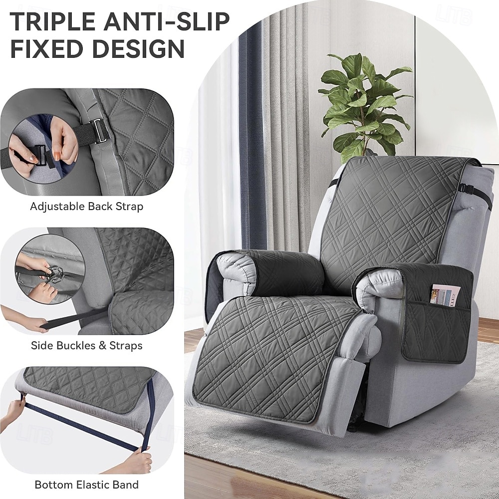 100 % vanntett sofatrekk lenestoltrekk lenestoltrekk sklisikkert hundestoltrekk møbelbeskytter vaskbart trekk med lomme elastiske stropper for kjæledyr hunder (mørk grå, 23,6") 2026 - $32.99 –P6