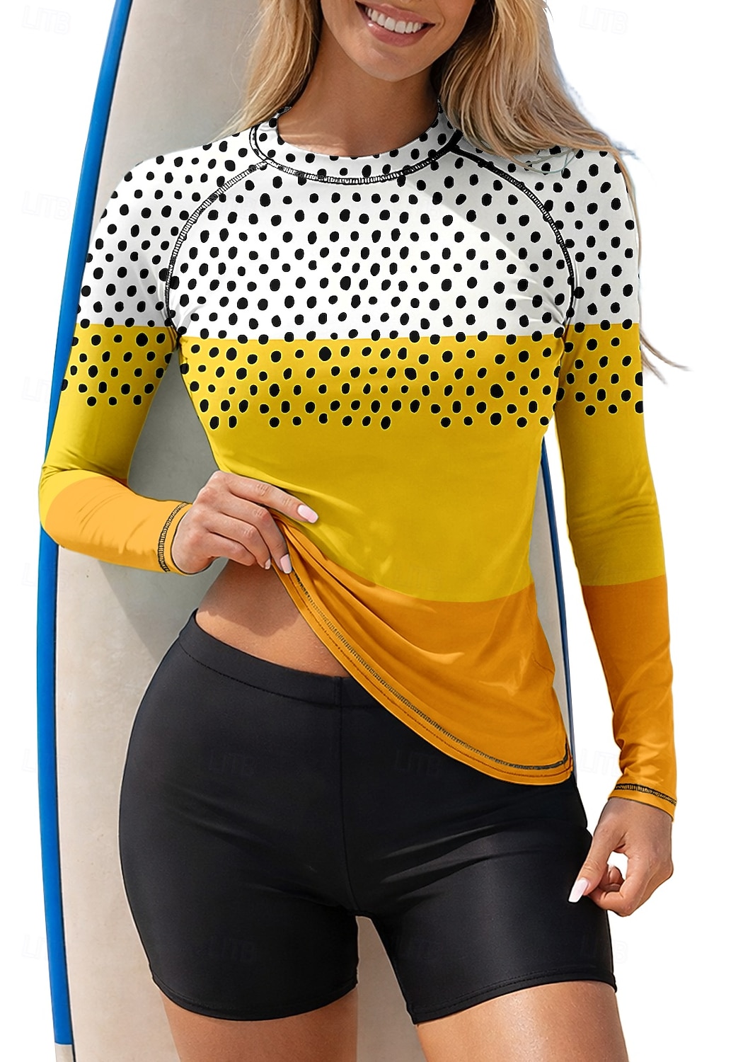 Жен. Рашгард Купальники танкини Костюм для серфинга Геометрический принт Блокировка цвета 2 предм Съёмные вставки Бойлег УФ-защита от солнца UPF50+ Эластичный Длинный рукав Купальники Рашгард 2026 - $31.99 –P3