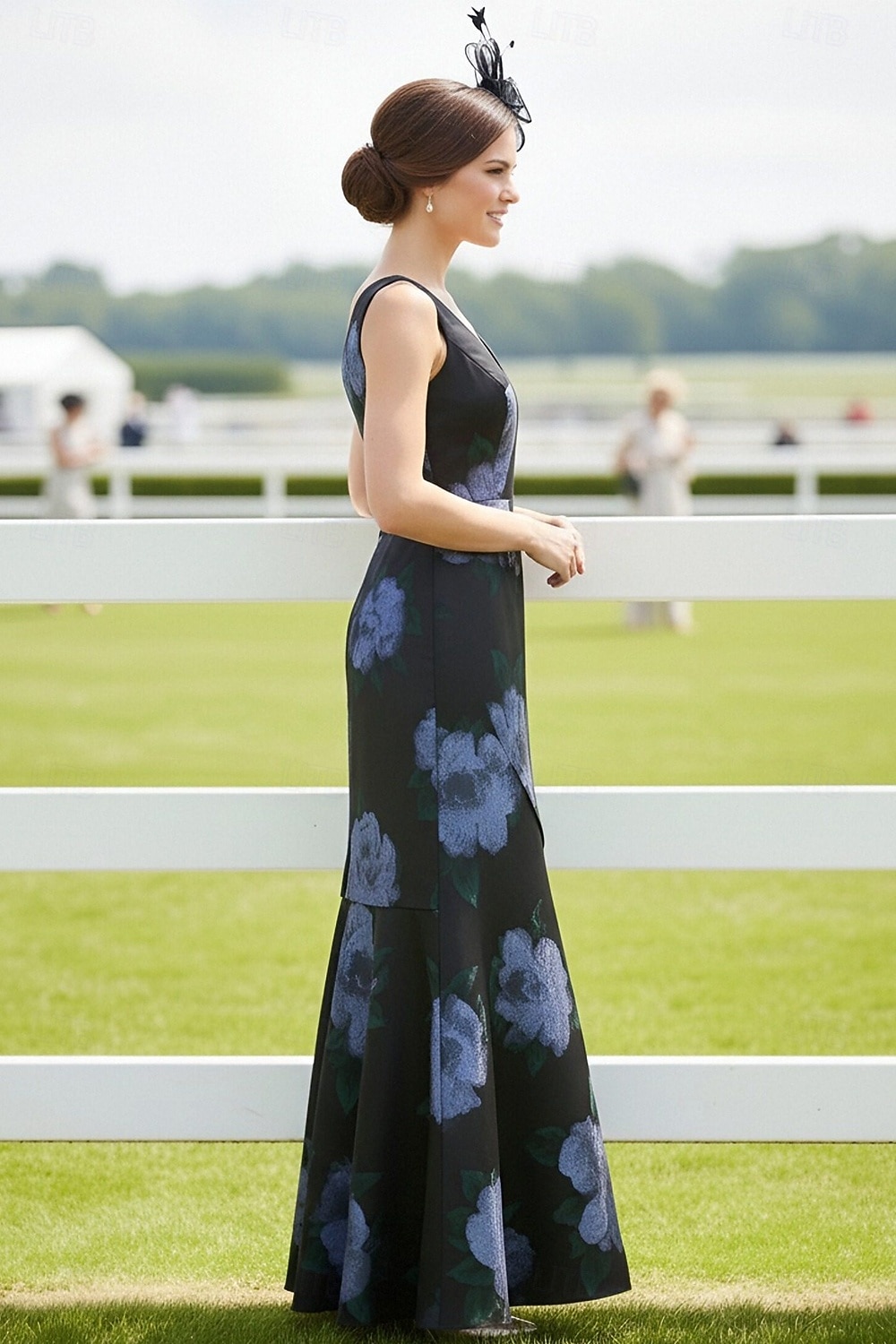 Sirena Tromba Lunghezza al pavimento Abito da invitata a nozze Abito Derby Abito da sera Abito da cerimonia per signora Senza Maniche Scollo a V Elegante Ospite di nozze Derby del Kentucky Raso con del 2026 a $218.49 –P2
