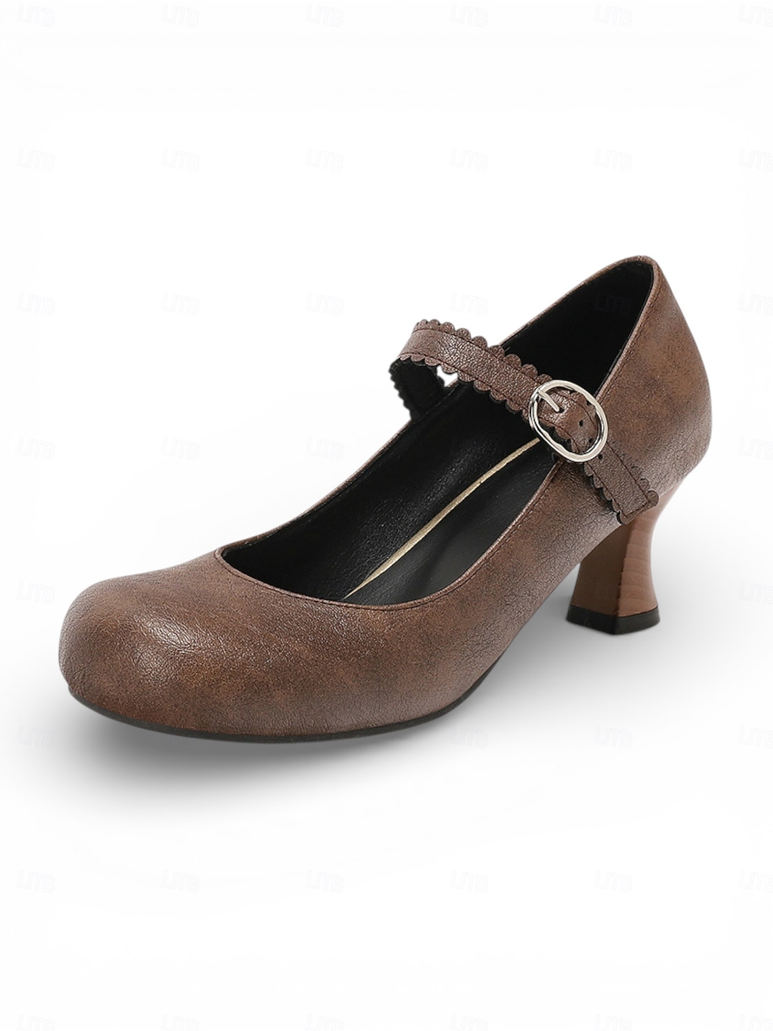 Women's White Mary Jane Wedding Shoes - Elegant Retro Mid-Heel Pumps with Scalloped Straps & Comfortable Block Heel for Mother of the Bride, Indoor Church Ceremonies & Formal Receptions 2026 - $54.99 –P6
