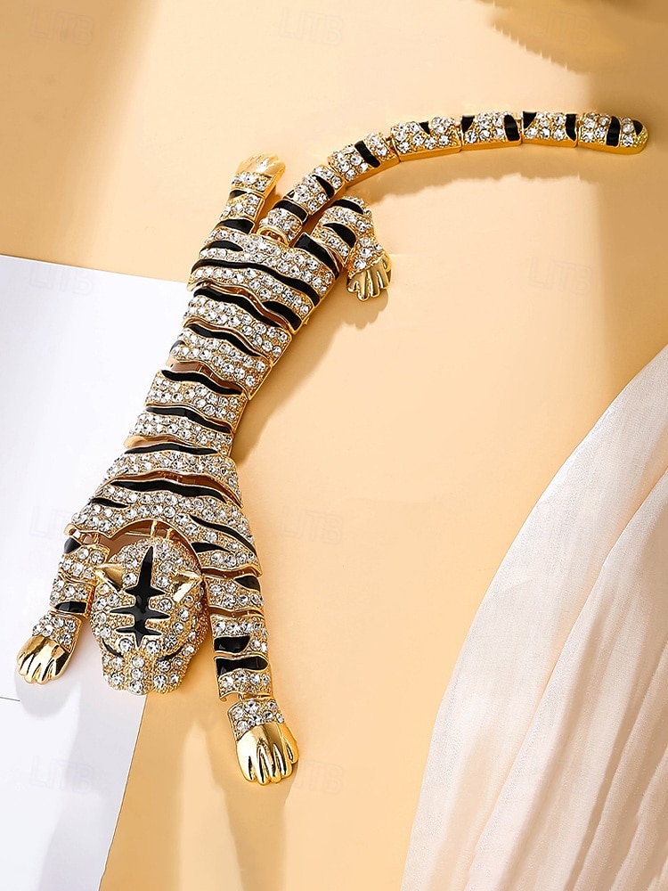 Miesten metalliseoksesta valmistettu tiikeririntaneula, kulta- ja hopeanvärisiä vaihtoehtoja, kristallikoristeinen, tyylikäs asuste häihin ja illallisjuhliin 2026 - $14.99 –P9