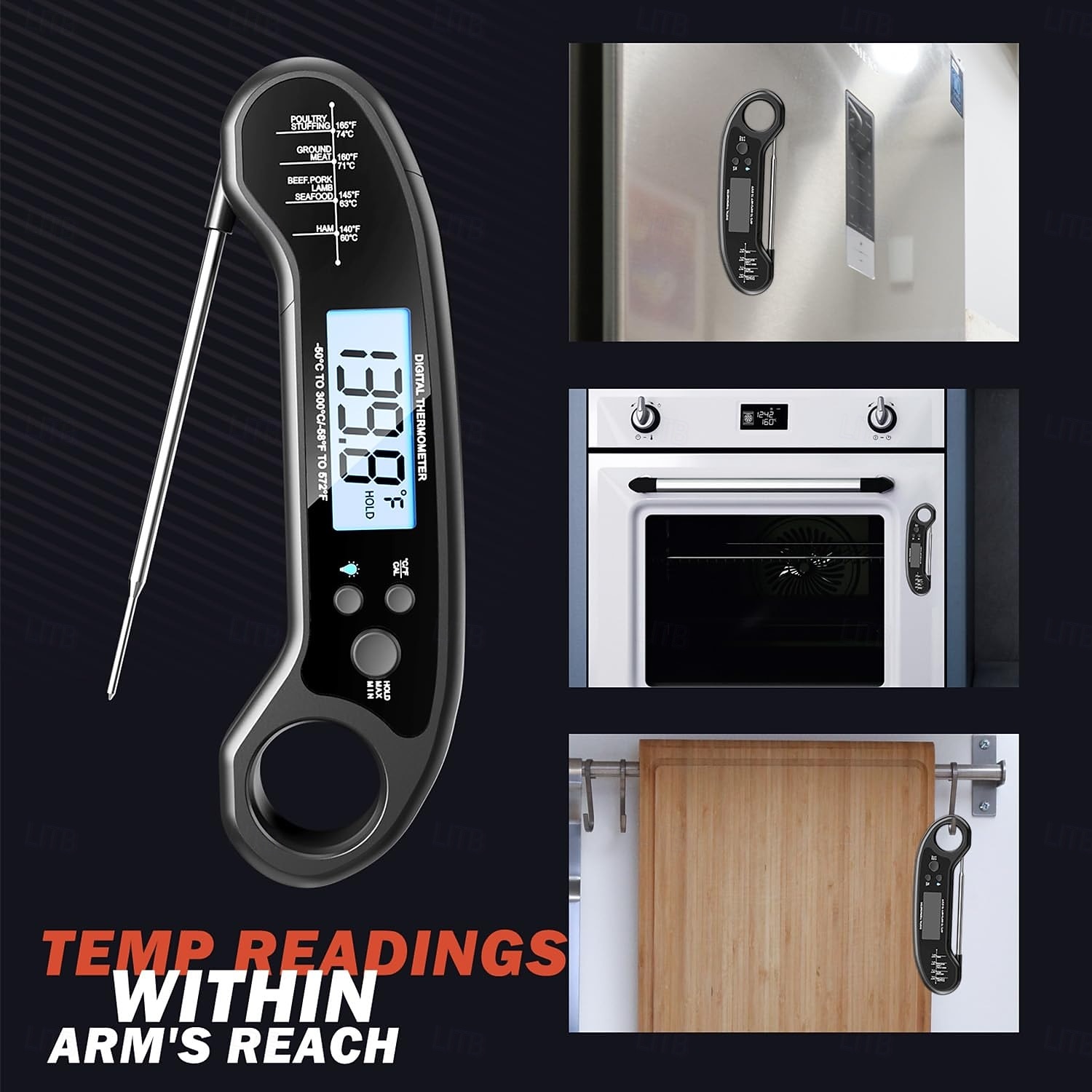 цифровой термометр водонепроницаемый с подсветкой электронный пищевой термометр для пищевых продуктов мгновенного считывания 2026 - $24.99 –P6