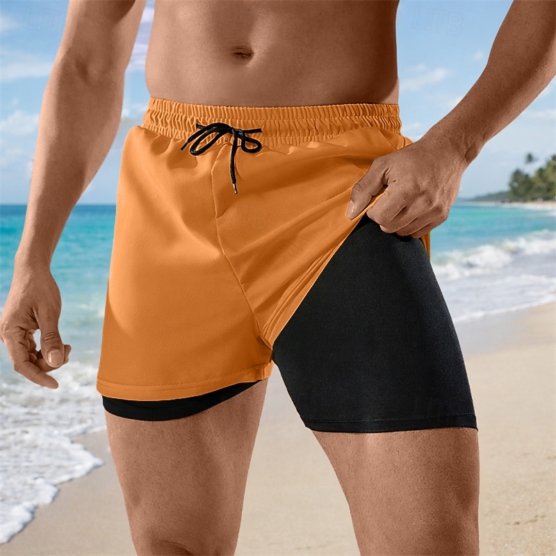 Per uomo Costumi da bagno Pantaloncini da mare Pantaloncini da bagno boxer Shorts Coulisse Elastico in vita Tinta unica Asciugatura Rapida Traspirante Sopra il ginocchio Casuale Spiaggia Nuoto del 2026 a $13.49 –P4