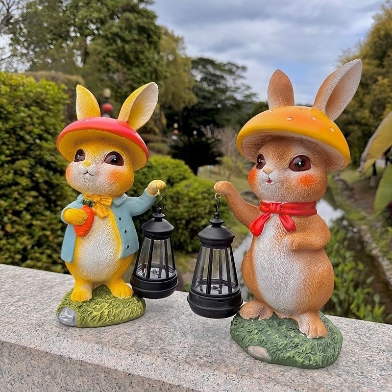 húsvéti kültéri napelemes vízálló gyantás nyuszi lámpás, kerti udvari ösvény gyep dekoráció, farm tájvilágítás, aranyos nyúl figura, kültéri dekoratív kiegészítő lámpa kertbe, ünnepi dekoráció 2026 - $41.99 –P8