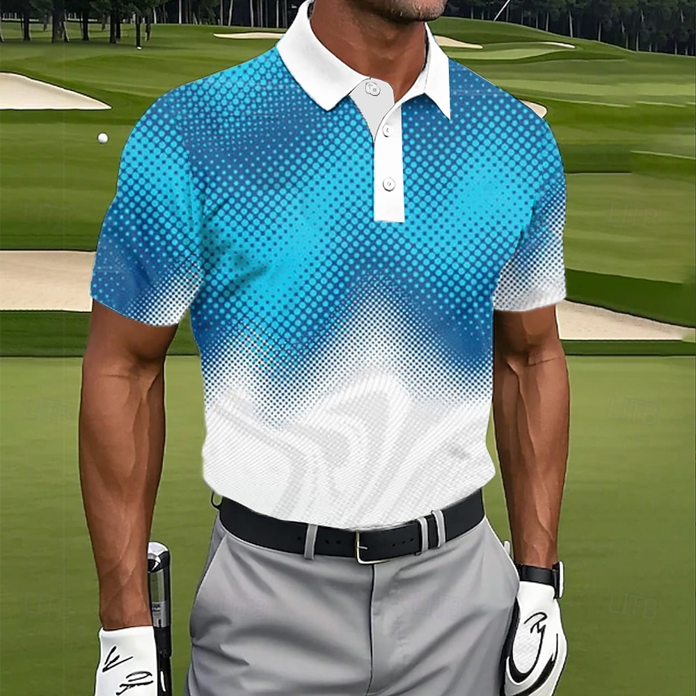 Bărbați Bloc Culoare Golf Tricouri polo sport Manșon scurt Tricouri de polo Rever Casual Îmbrăcăminte Atletică Imprimare 3D Nasturi Vară Albastru piscină Mov 2026 - $21.99 –P1