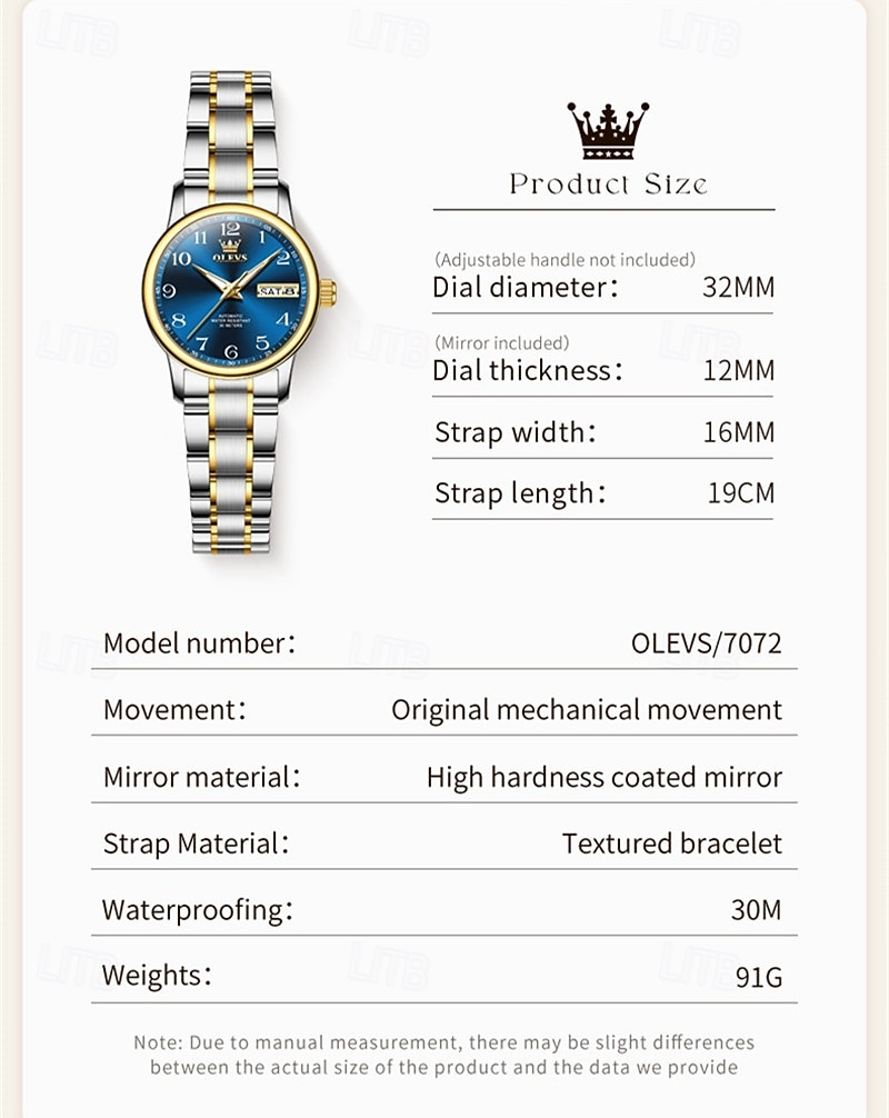 Mother's Day Gift OLEVS Women's Business Watch With Luminous Calendar, Week Display, Fully Automatic Mechanical Movement, Casual And Fashionable Digital Watch, Waterproof, Sporty Women's Wristwatch 2026 - $94.99 –P6