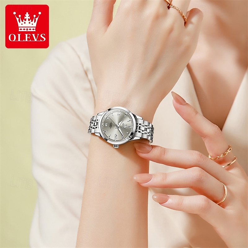 Mother's Day Gift New Olevs Brand Women'S Business Watch With Luminous Display, Calendar Function, Fully Automatic Mechanical Movement, Luxurious And Elegant, Water-Resistant Women'S Sports Watch 2026 - $88.99 –P11