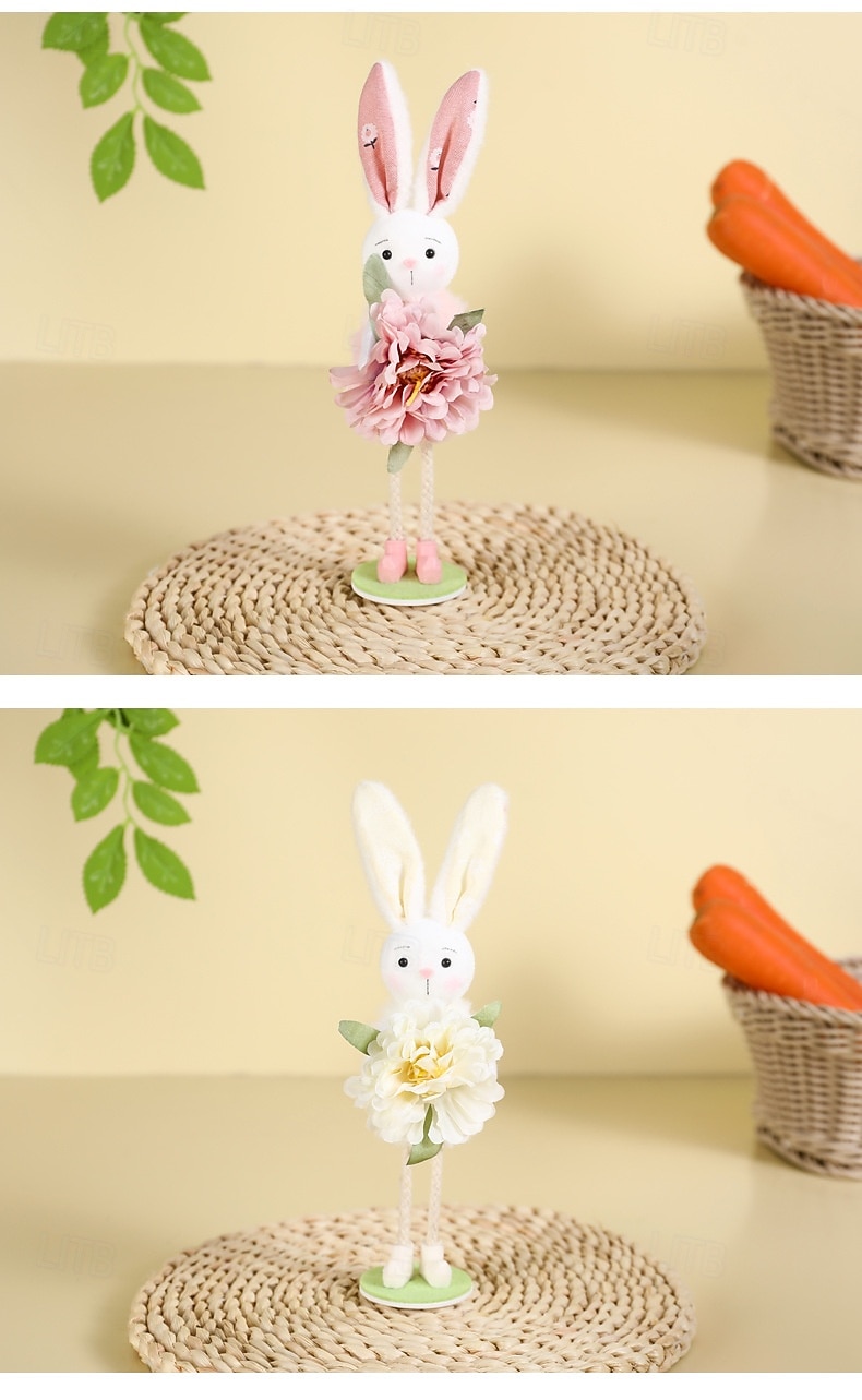 Easter Basket Stuffers Easter Bunny Decorations for Home, Handmade Standing Rabbit Figurines with Flowers, Cute Spring Easter Decor for Tiered Tray, Table, Shelf, Mantle 2026 - $17.99 –P1