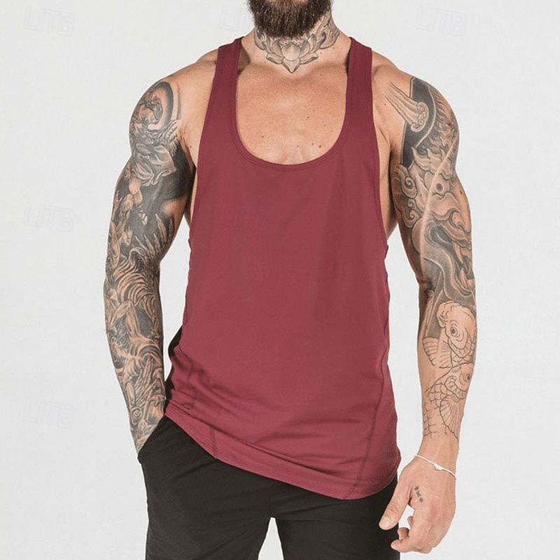 Herren Einfarbig Workout-Tanktop Lauf-Tanktop Fitness-Tanktop Sommer Ärmellos Schnelltrocknend Kompression Feuchtigkeitsableitend Fitnesstraining Aktives Training Übung Schwarz Weiß Rote 2026 - $21.99 –P15
