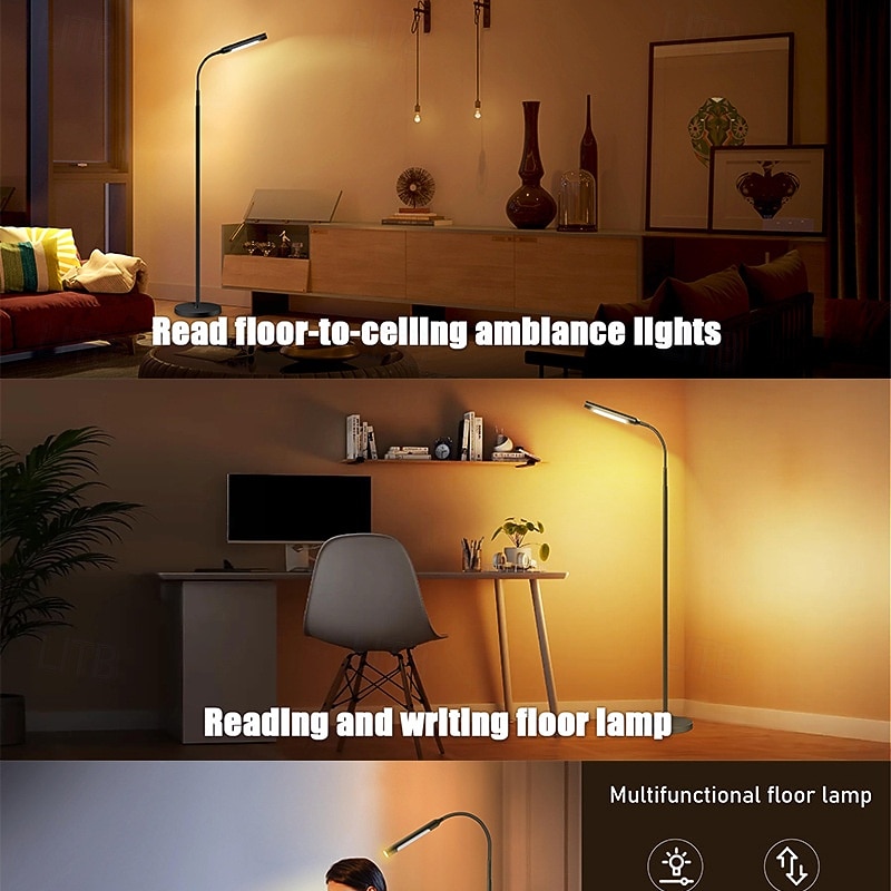 LED-leeslamp voor naast de bank, oogvriendelijke staande lamp met traploze dimfunctie, warm wit licht, afstandsbediening, moderne nachtlamp voor slaapkamer, woonkamer, kantoor of studeerkamer. 2026 - $61.99 –P4