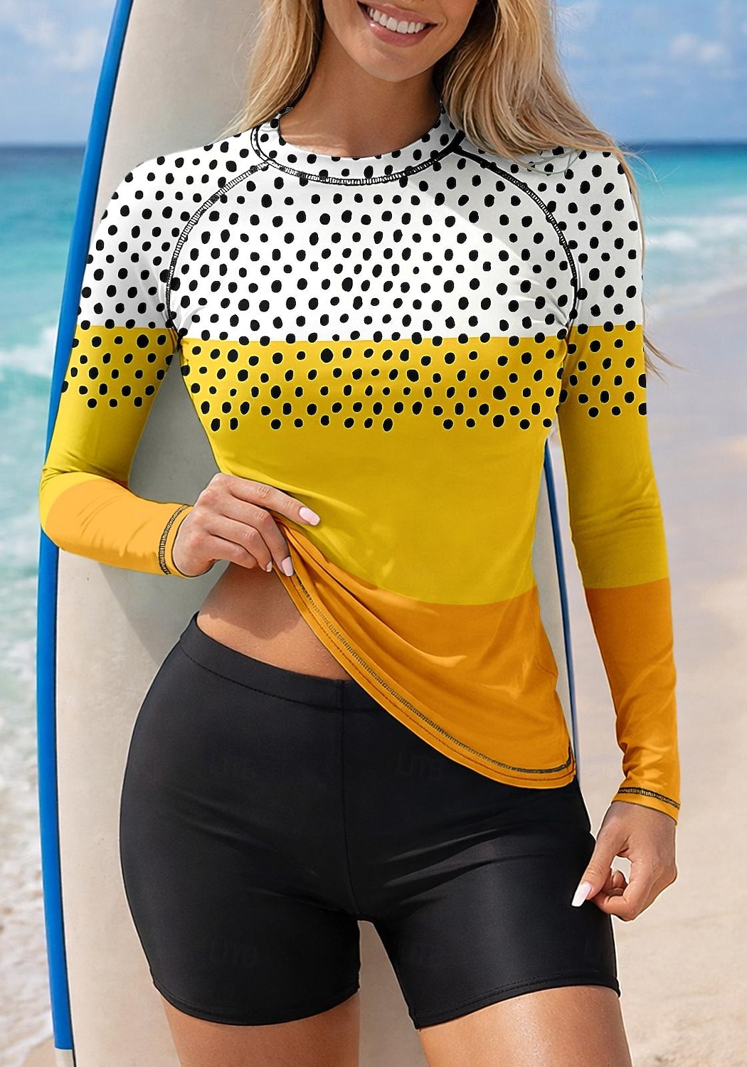 Жен. Рашгард Купальники танкини Костюм для серфинга Геометрический принт Блокировка цвета 2 предм Съёмные вставки Бойлег УФ-защита от солнца UPF50+ Эластичный Длинный рукав Купальники Рашгард 2026 - $31.99 –P1