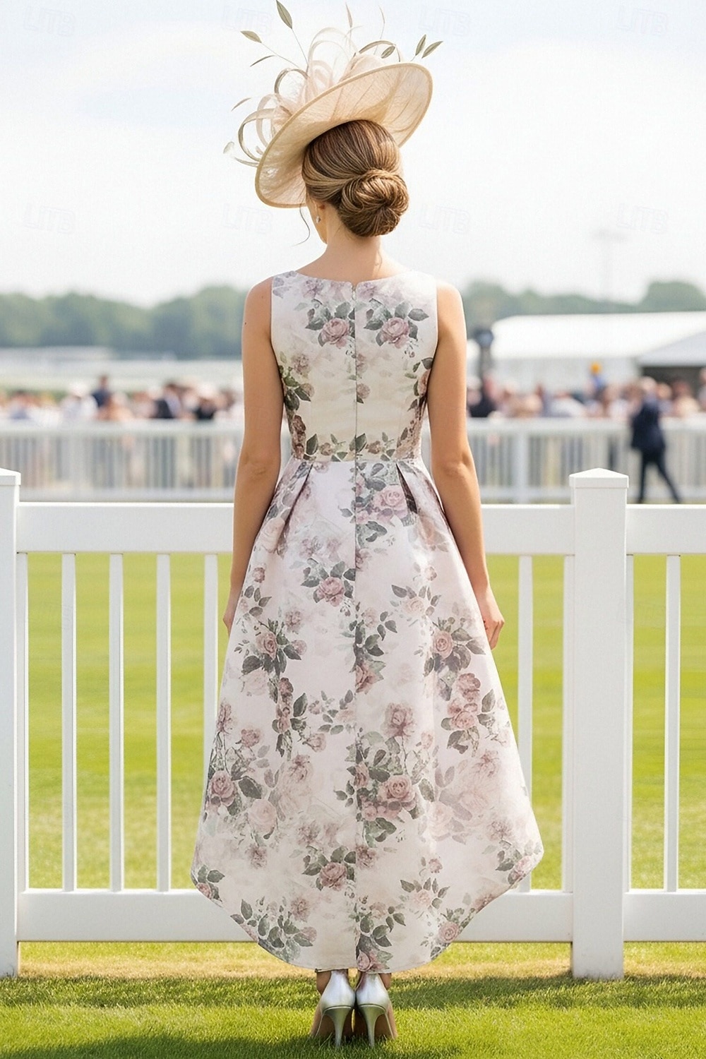 Corte A Asimétrica Vestido Midi Vestido Cóctel Vestido Invitada Boda Vestido Derby Vestido de Madrina Sin Mangas Escote en Pico Elegante Minimalista Noche formal El derby de Kentucky Satén con 2026 - $160.99 –P3