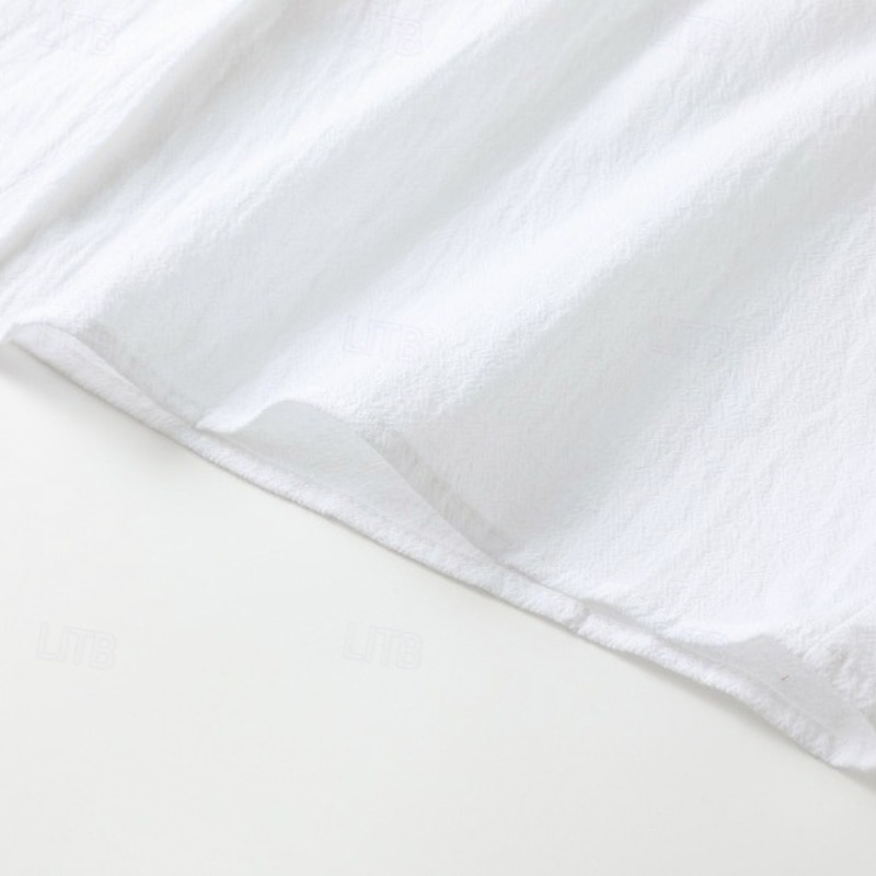 Women's Mini Dress Cotton Linen Dresses Shirt Dress Modern Outdoor Vacation Going out Regular Fit Plain Half Sleeve Shirt Collar Black White Light Blue Summer Spring 2026 - $24.99 –P12