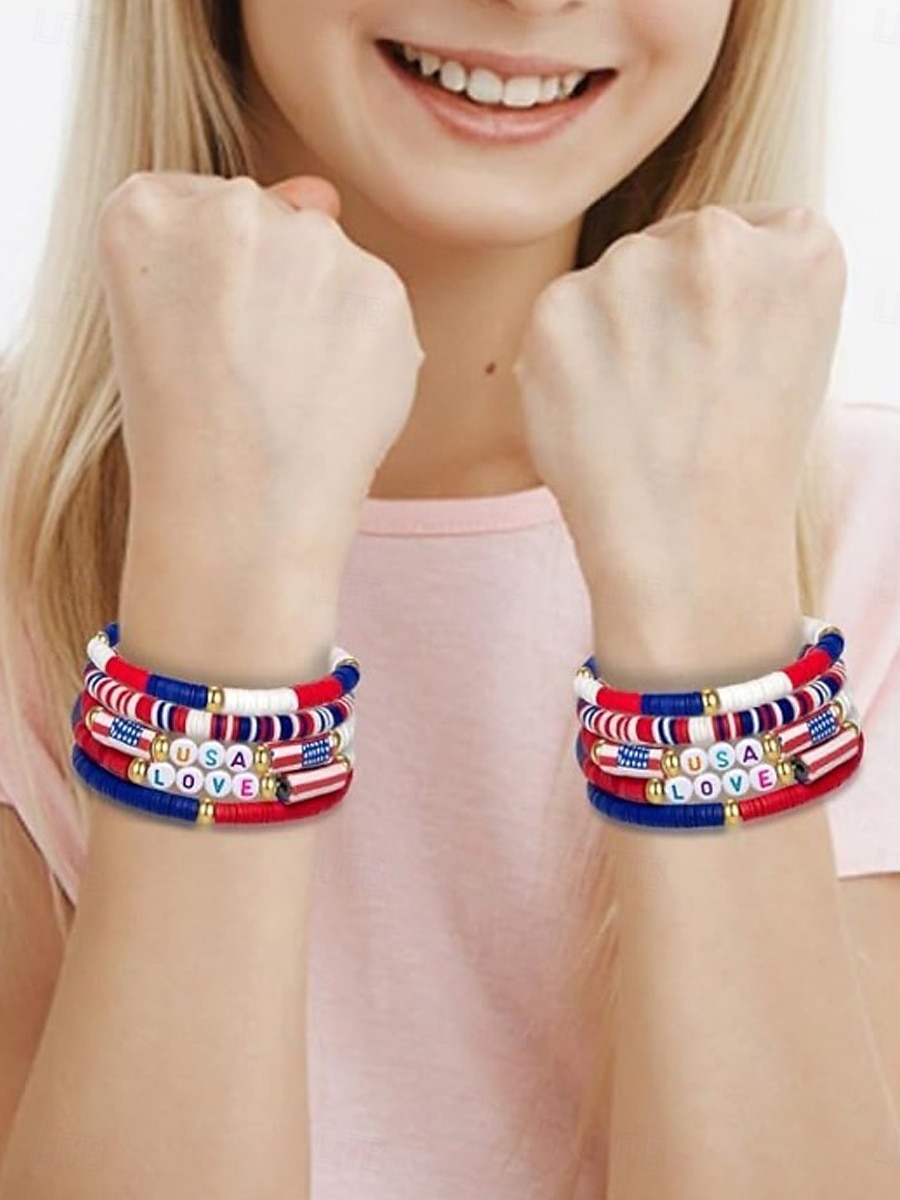 Multi capa Lujoso Forma de Alfabeto Moda Personalizado Cerámica Pulsera pulsera Rojo Para Diario Regalo Festivos 2026 - $11.49 –P5