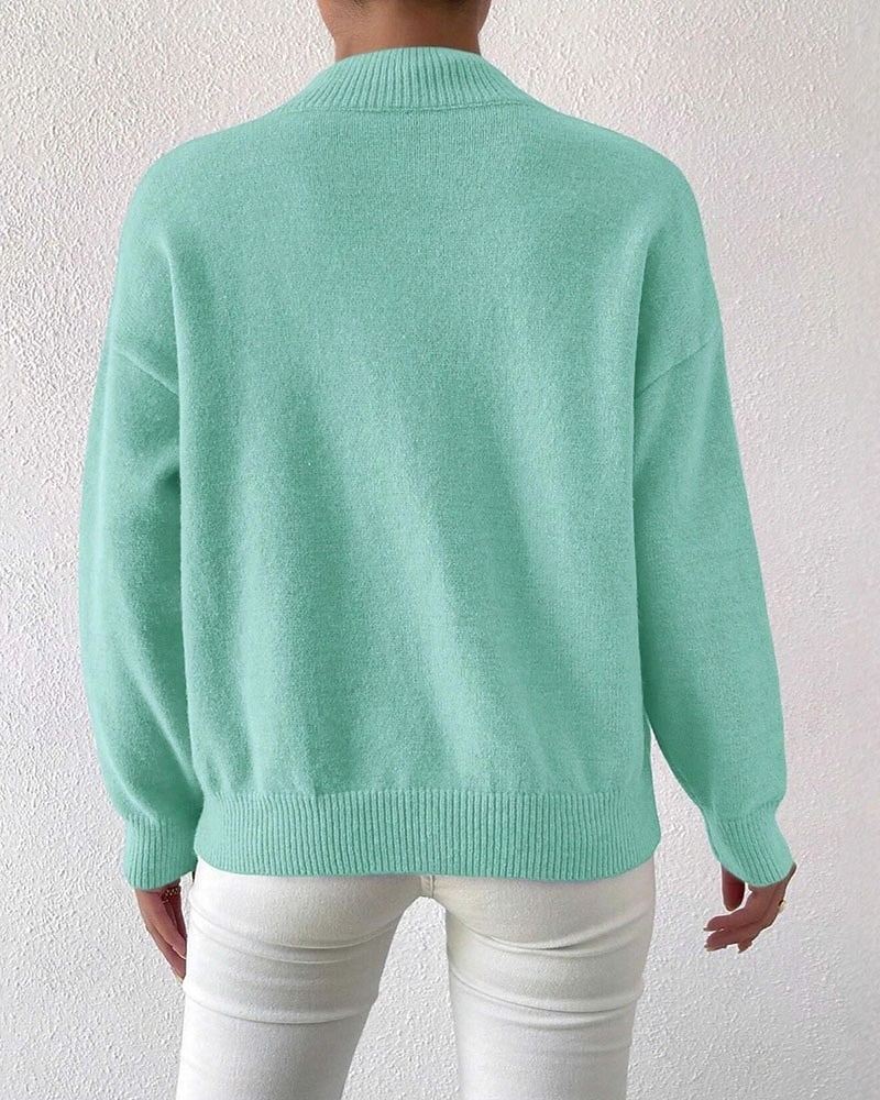Women's Sweater Pullover Fashion Streetwear Casual Solid Color Mock Neck Knitted Long Sleeve Regular Tops Knit Daily Holiday Going out Yellow Pink Fall Winter 2026 - $33.99 –P4