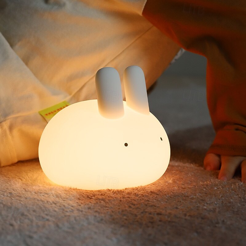 Cute Dumpling Bunny Silicone Tap Night Light, Soft LED Sleep Lamp with Timer, 2 Brightness Levels, Type-C Rechargeable, Long Battery Life, Bedroom Ambient Light, Easter Gift for Kids 2026 - $28.99 –P2