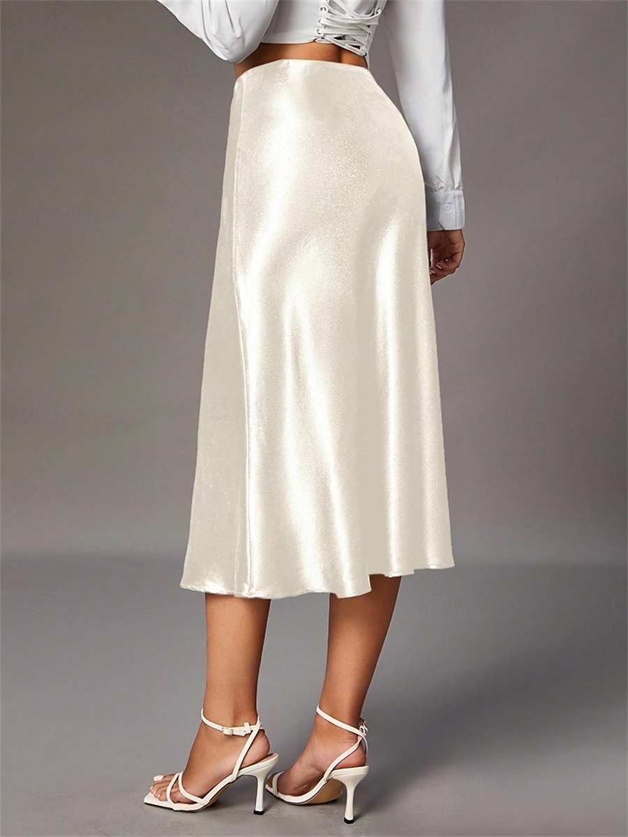 Γυναικεία Σατέν φούστες Κομψό Βίντατζ Μοντέρνα Μίντι Ψηλή Μέση Φούστες Σκέτο Σουρωτά Κουρελού Ανελαστικό Καθημερινά Πάρτι Κρασί Αμύγδαλο Ανθισμένο Ροζ Πράσινο Χακί Καλοκαίρι 2026 - $24.99 –P4