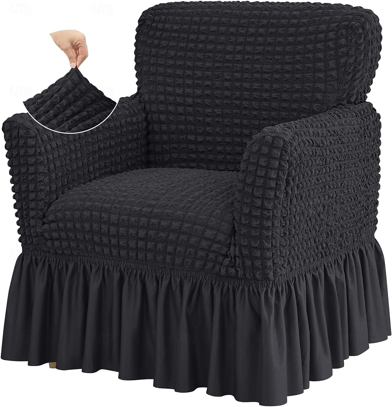 Stretch Seersucker Armchair Slipcovers with Skirt, 1-Piece Chair Cover with Arms, Soft Stretch Accent Chair Slipcovers, Non-Slip Washable Furniture Protector for Living Room Decor 2026 - $47.99 –P1