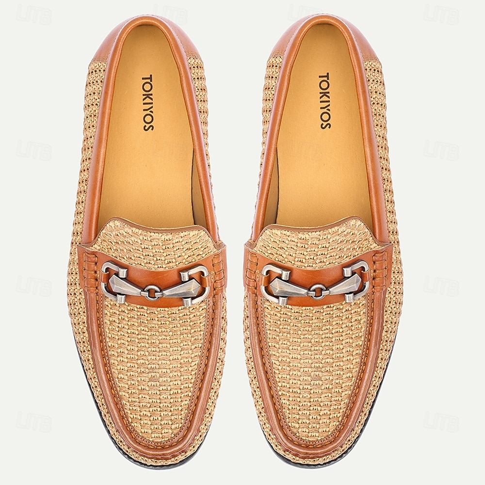 Mocasini eleganți din piele pentru bărbați - design țesut cu detalii din piele, ideali pentru ocazii casual și semi-formale 2026 - $94.99 –P8