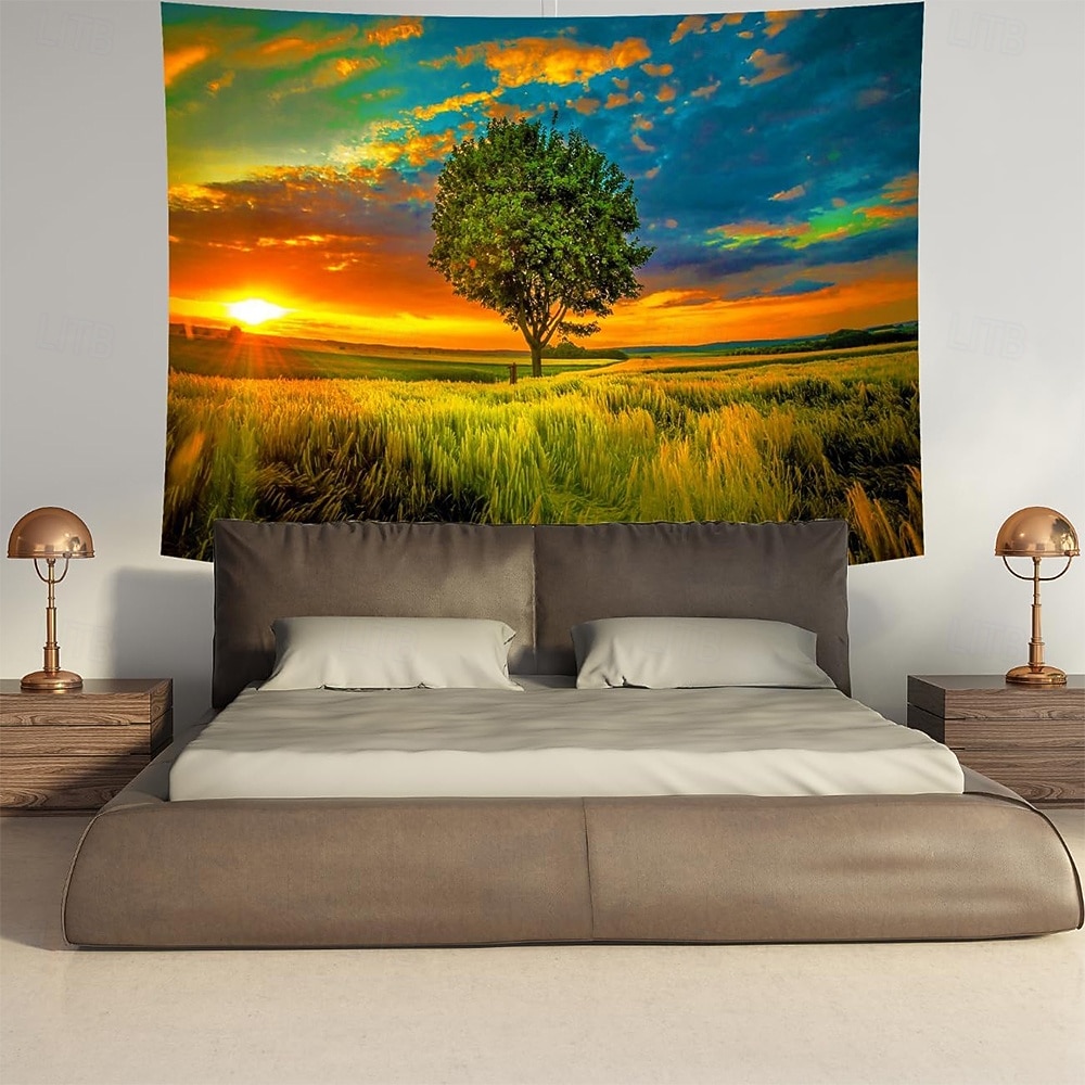Tapiz de auroras boreales, noche estrellada, bosque, colgante de pared, paisaje natural psicodélico para dormitorio, sala de estar, sala de yoga, espacio de meditación, decoración 2026 - $20.99 –P4