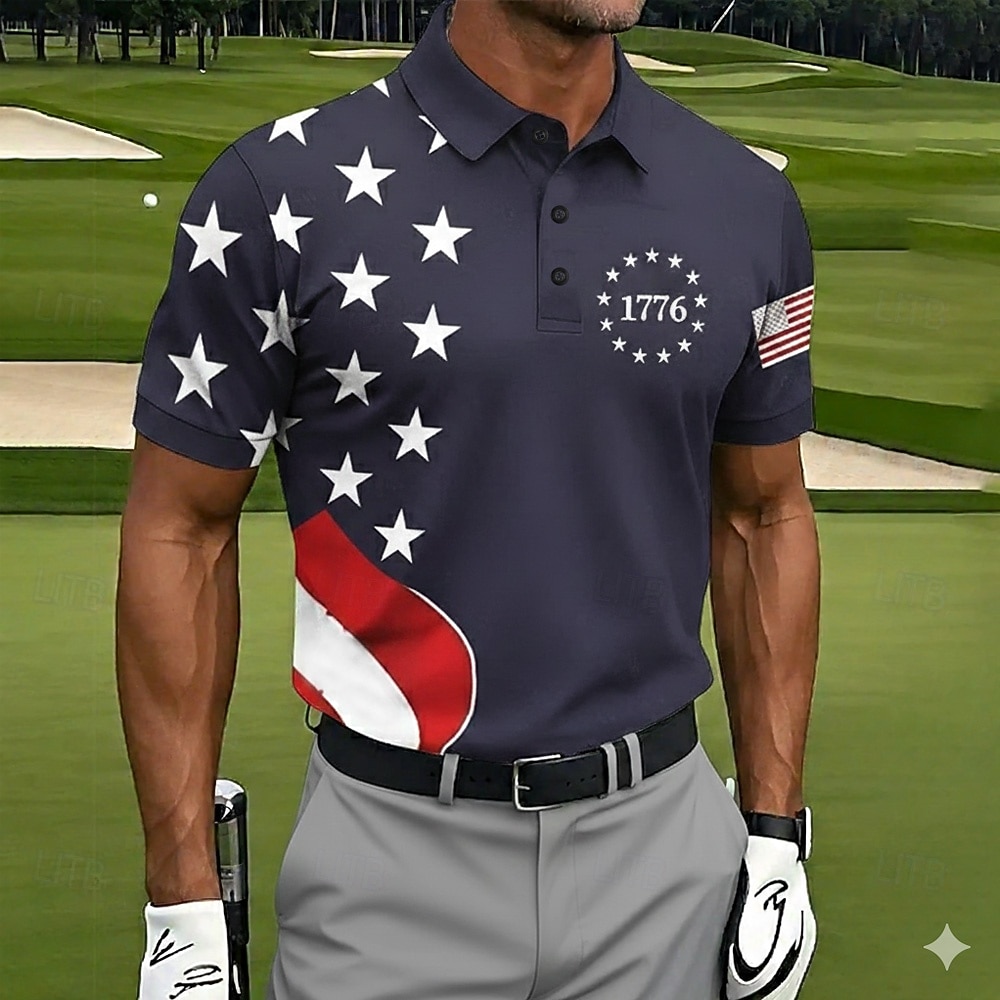 4 iulie 2026, a 250-a aniversare Bărbați Drapelul SUA american Golf Tricouri polo sport Manșon scurt Tricouri de polo Cămăși cu guler Casual Îmbrăcăminte Atletică Ținuta de festival Nasturi Var 2026 - $10.49 –P1