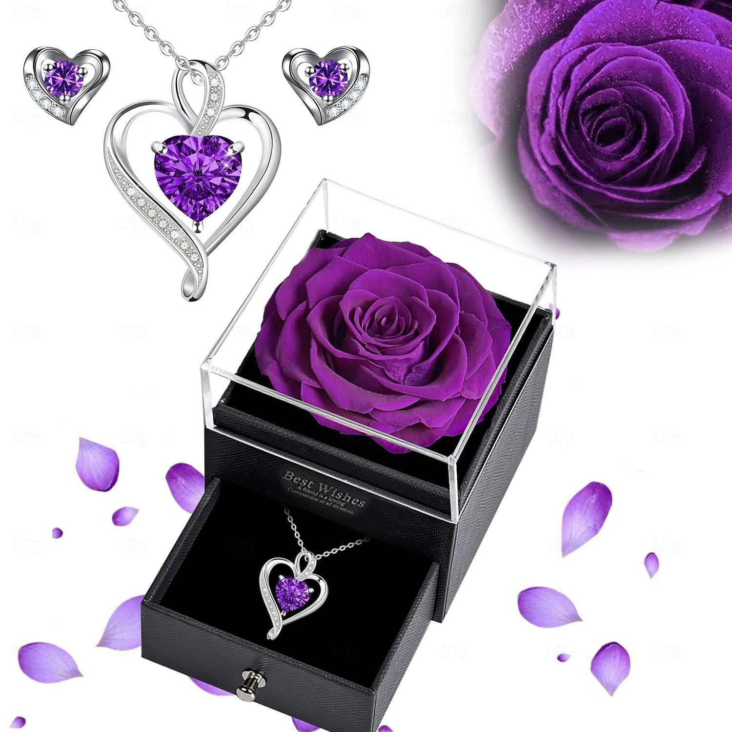 Preserved Flowers Gift for Mom from Son or Daughter, Incl 4 Rose and Heart Necklace, Ideal Gifts Birthday, Mother's Day, Valentine's Day, Christmas for Grandma for Her, Women, Wife 2026 - $19.49 –P8