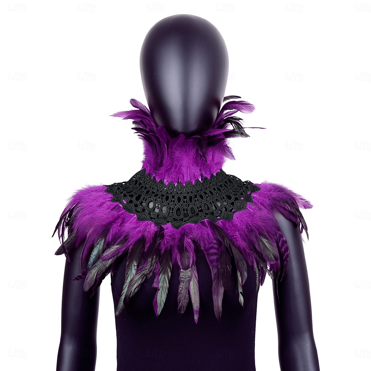Karnival 2026 Rio Karnival Samba Tillbehör Kvinnors Tealfjäder Cape Sjalkappa med Svart Spets Choker Brasilien Festival Uppträdande Kostym 2026 - $20.99 –P2