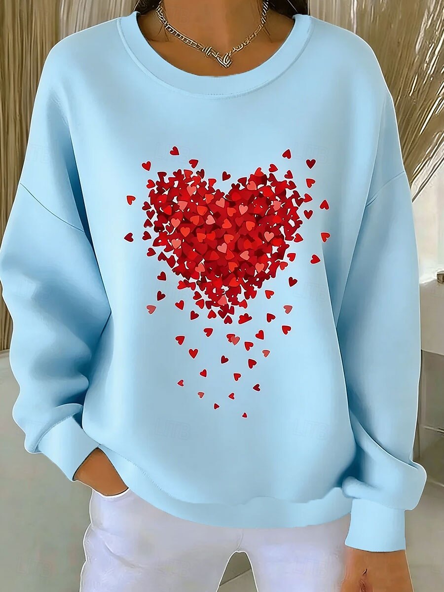 Damskie Pullover Nadruk Serce Graficzny Ciepłe Klasyczny Codzienny Długi rękaw Półgolf Zwykłe topy Codzienny Dom Ulica Niebieski Czarny Biały Rumiany róż Beżowy Wiosna Jesień Zima 2026 - $27.99 –P4