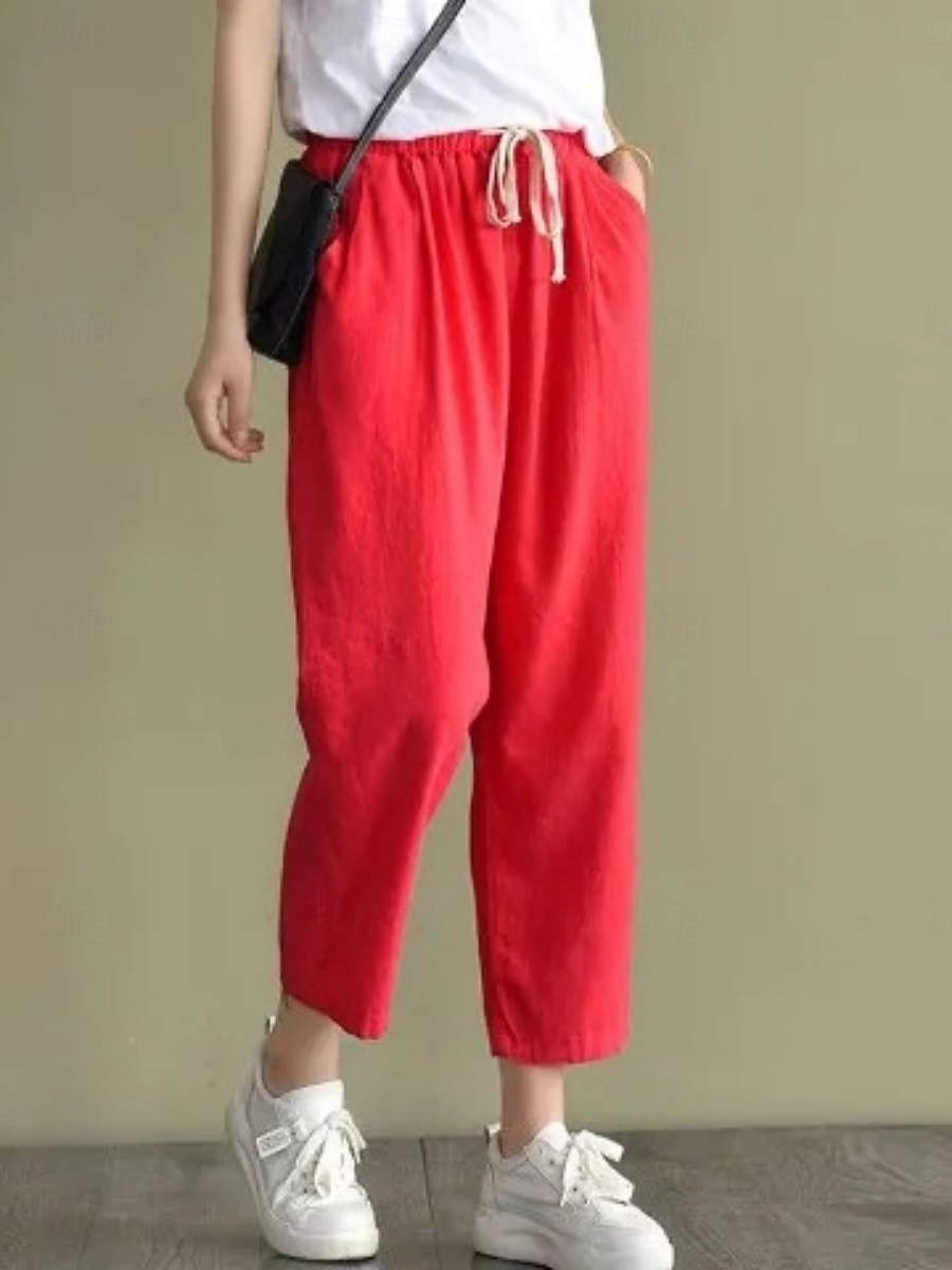 Mujer Pantalones Pantalones de verano Pantalones anchos Pantalones de playa Vacaciones Moda Ropa de calle Hasta el Tobillo Alta cintura Plano Correa Bolsillo Cintura elástica Comodidad Suave 2026 - $22.99 –P5