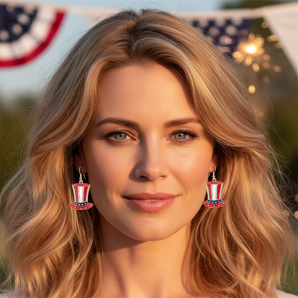 250e anniversaire des États-Unis Boucles d'oreilles Cosplay Adulte Femmes Jour de l'Indépendance / 4 Juillet 4 Juillet Soirée Performance Se déguiser de 2026 ? $10.99 –P1
