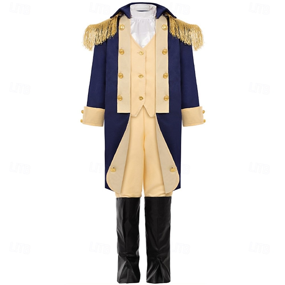 Set 250e anniversaire des États-Unis Rétro Vintage Médiéval Tenues Manches longues George Washington Déguisement Garçons Carnaval Jour de l'indépendance Mascarade 4 juillet Enfant Manteau Pantalon de 2026 ? $65.99 –P2